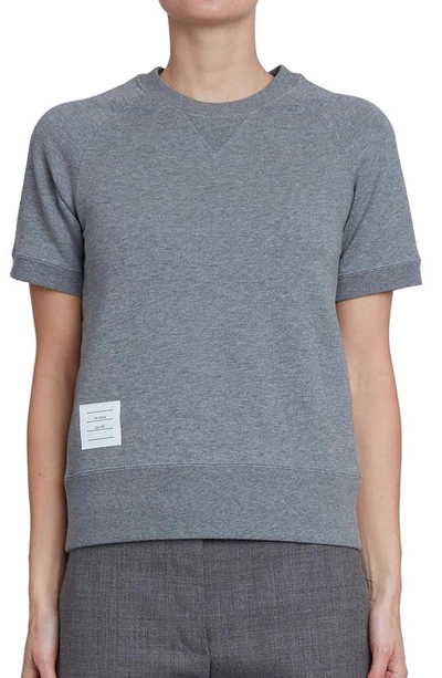 Thom Browne Logo Patch Short-sleeve Sweatshirt In Grey