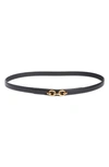 Saint Laurent Link Buckle Calfskin Leather Belt In Nero
