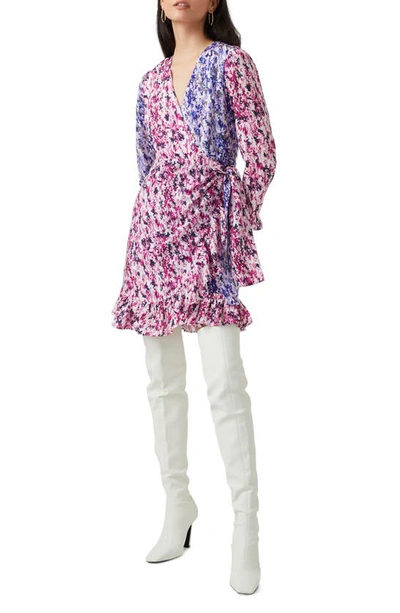French Connection Courtney Mix Floral Long Sleeve Crepe Dress In Purple Meadow-dazzling Multi