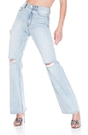 Afrm Oden Ripped High Waist Wide Leg Jeans In Lapis Wash