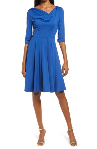 Black Halo Jackie Cowl Neck Swing Dress In Vivid Blue ModeSens