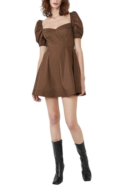 bardot brown mini dress Bardot Foldover Mini Dress In Chocolate Brown Brushed Rib | EGO US