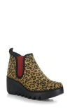 Fly London Byne Wedge Chelsea Boot In 004 Tan Cheetah Print Leather