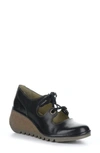 Fly London Nely Wedge Loafer In 004 Black Rug