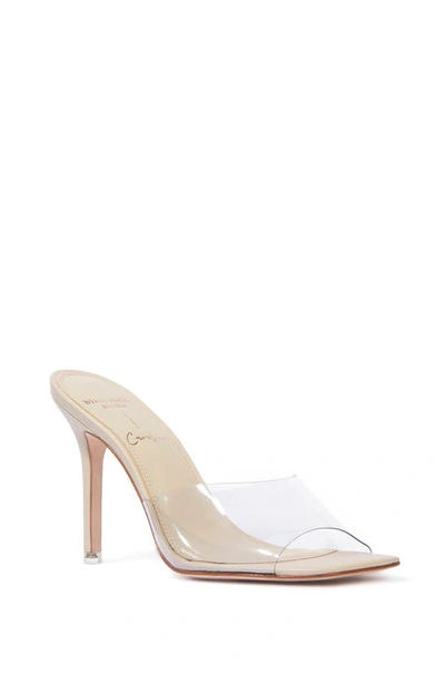 Black Suede Studio Stiletto Sandal In Coconut Leather/clear Pvc