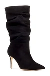 Black Suede Studio Geni Slouchy Calfskin Mid Boots In Black Suede