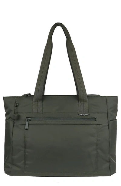 Hedgren Achiever Executive Water Repellent Tote In Olive