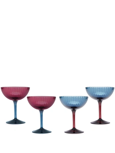 Pineapple Rainbow set of 4 wine glasses in pink - La Double J