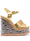 Haus Of Honey Croco Crystal Modesty Sandals In Gold