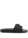 Kurt Geiger Womens Black Meena Eagle Rubber Sliders Eur 35 / 2 Uk In Schwarz