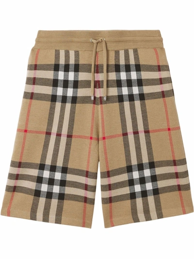 Burberry Check-print Shorts In Beige