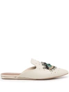 Kurt Geiger Olive Embellished Leather Mules In Natural