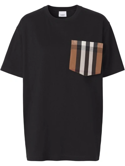 Burberry Vintage Check-detail Cotton T-shirt In Black