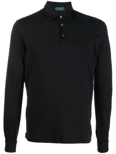 Zanone Longsleeved Polo Shirt In Schwarz
