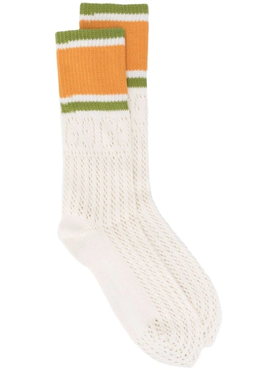 Gucci Knitted Panel Detail Socks In Neutrals