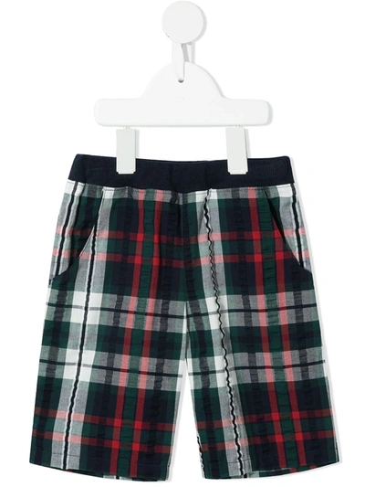 Familiar Kids' Plaid-check Cotton Trousers In Blue