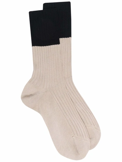 Sofie D'hoore Two-tone Cotton Socks In Neutrals