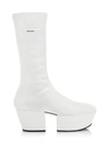 Prada Triangle Logo Platform Sole Boots In Bianco