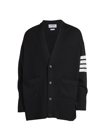 Thom Browne Wool Cardigan Sweater In Black