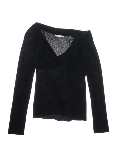 Helmut Lang Womens Black Bungee Off-shoulder Wool-blend Top S