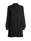 Michael Michael Kors Pleated Mini Shirt Dress In Black