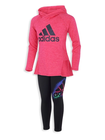 Adidas Originals Kids' Little Girl's 2-piece Hoodie & Leggings Set In Magenta