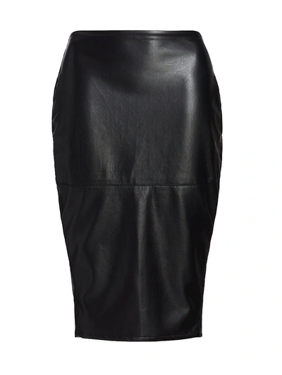 Good American Better Than Leather Faux-leather Midi-skirt In Black