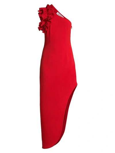 Elliatt Womanism One-shoulder Midi Dress In Scarlet