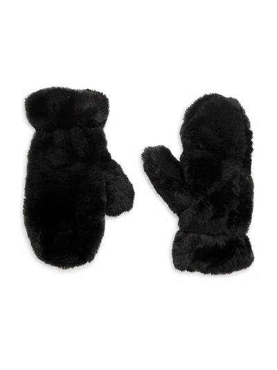 Apparis Coco Lightweight Faux Fur Flip-top Mittens In Noir