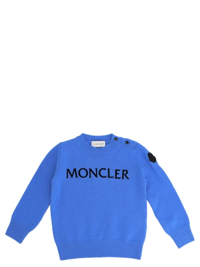 Moncler Babies' Round Neck Tricot Sweater In Blue