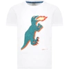 PAUL SMITH JUNIOR WHITE T-SHIRT FOR BOY WITH DINO,P25221 10P