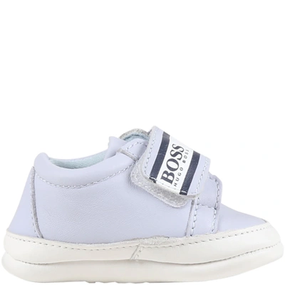 Hugo Boss Babies' Pale Blue Logo-print Leather Shoes 1-18 Months 1
