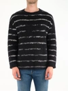 Saint Laurent Pullover With Interrupted Stripe Motif In Black