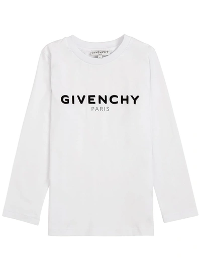 Givenchy Kids' Long Sleeved T-shirt With Logo Print In White