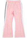PALM ANGELS PINK TECHNICAL FABRIC TROUSERS WITH LOGO PRINT,PGCA001F21FAB0013001