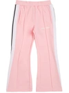 Palm Angels Pink Technical Fabric Trousers With Logo Print In Pink