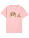 Palm Angels Pink Cotton T-shirt With Teddy Bear Print In Pink