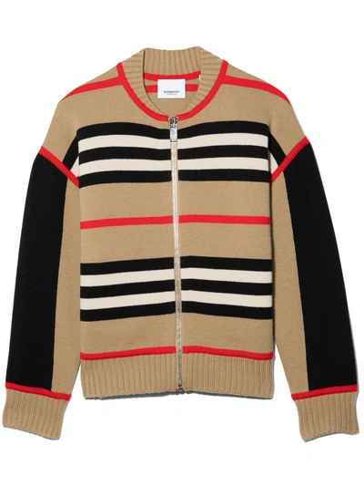 Burberry Teen Icon Stripe Zip-up Cardigan In Multi