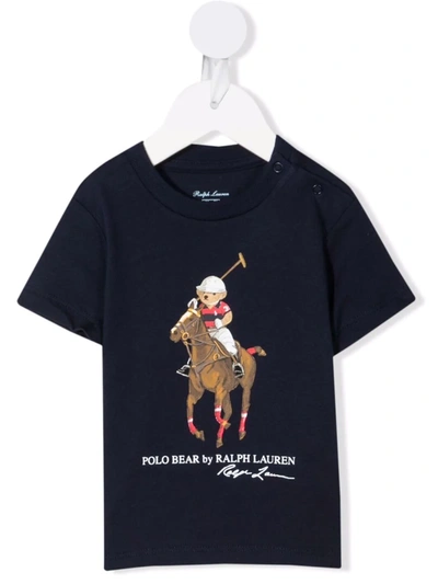 Ralph Lauren Kids' Polo Poney Cotton T-shirt In Blue