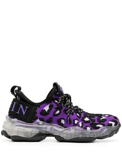 Philipp Plein Runner Leopard-print Sneakers In 73 Purple
