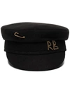 Ruslan Baginskiy Baker Boy Safety Pin Wool Cap In Black