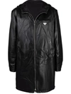 Prada Zip-fastening Leather Coat In Schwarz