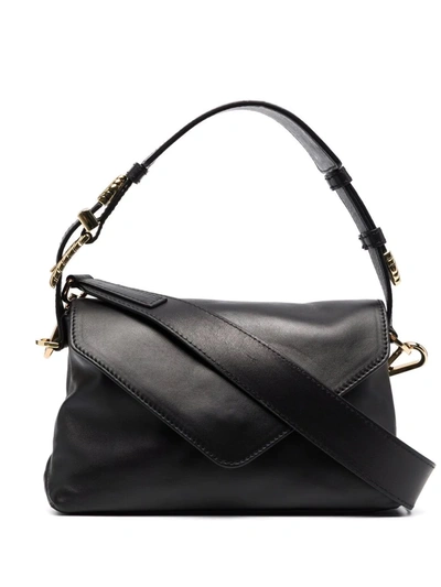Alberta Ferretti Buckle-strap Leather Shoulder Bag In Black