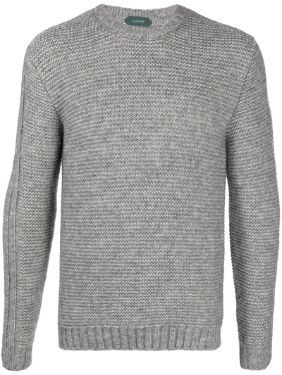 Zanone Crew-neck Intarsia-knit Jumper In Grey