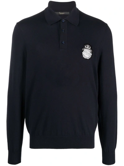 Billionaire Embroidered Logo-patch Polo Shirt In Blau