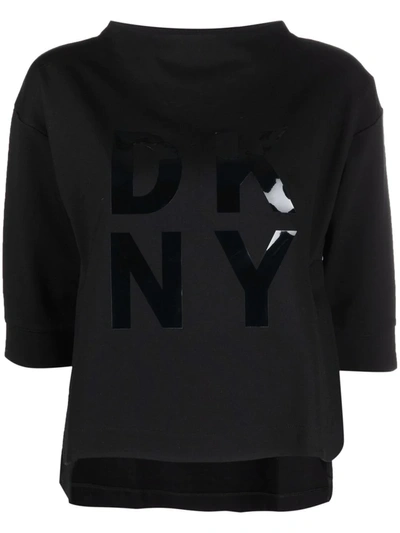 Dkny Logo-print Cropped Sweatshirt In Schwarz