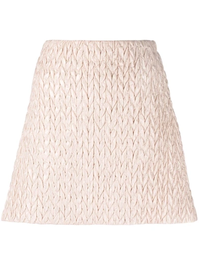 Miu Miu Quilted A-line Skirt In Nude