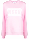 Msgm Crew Neck Logo-print Sweatshirt In 粉色