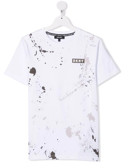 Dkny Teen Painterly-print Cotton T-shirt In 白色