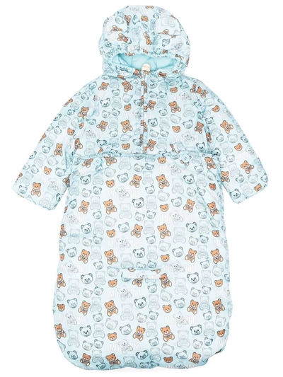 Moschino Babies' Teddy Bear-print Padded Jacket In 蓝色